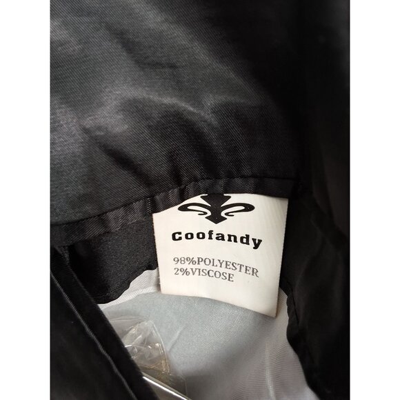 CooFandy Rose Pattern Black Blazer w/ Pocket Square Size L - Picture 6 of 9